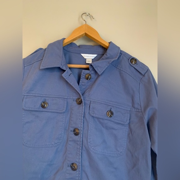 Christopher & banks blue denin canvas jacket coat fall coastal grandma size xl - Picture 2 of 5
